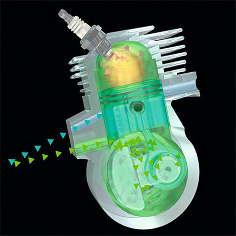 Двигател 2-MIX на STIHL с принцип на продухване