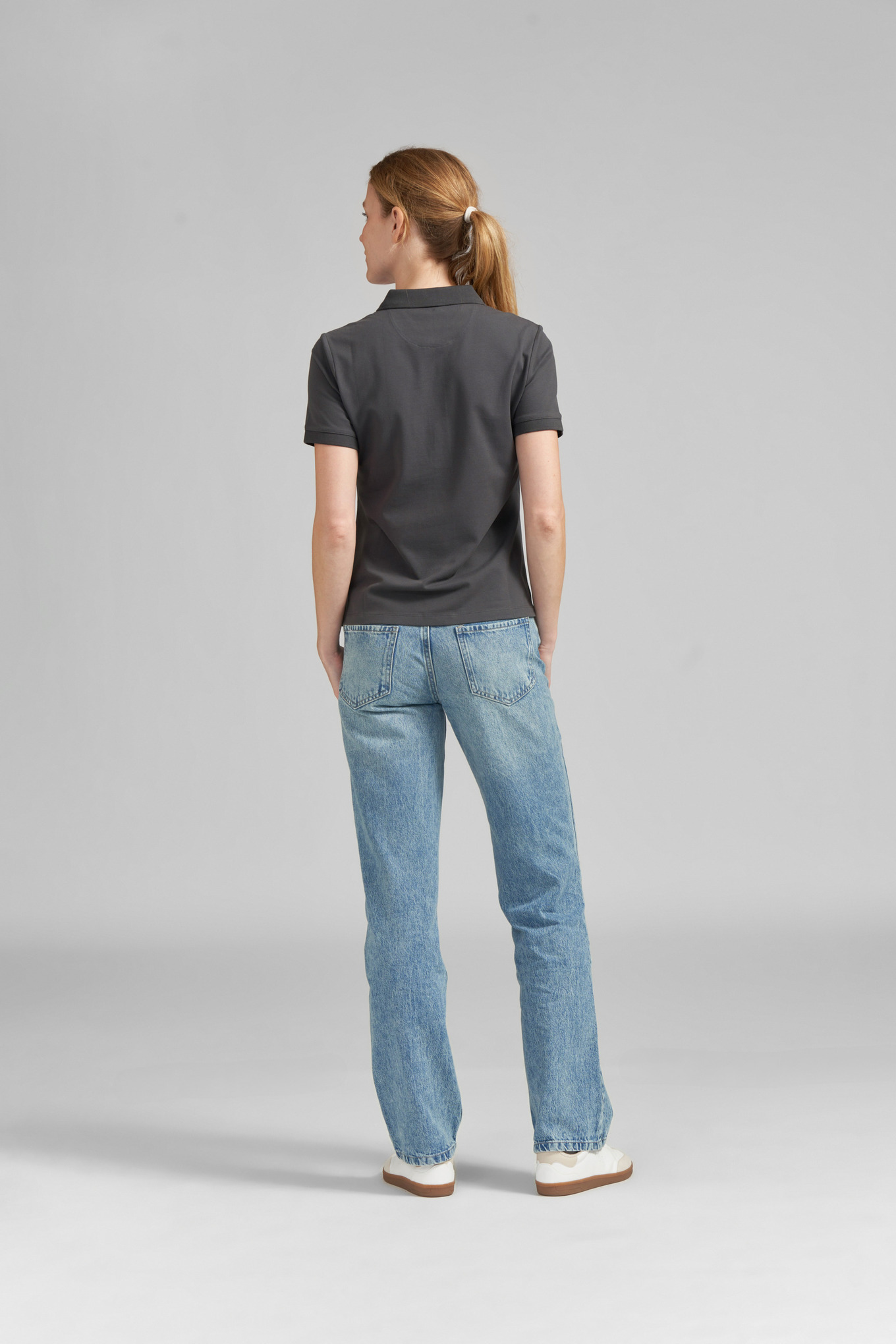 Дамска поло тениска BASIC, сива